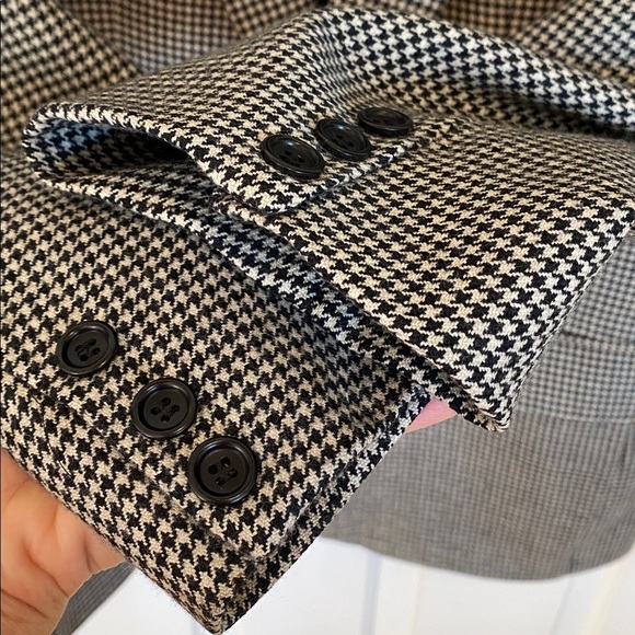 Marks & Spencer Cashmere Wool Black and White Houndstooth Blazer Short classic - Picture 7 of 16